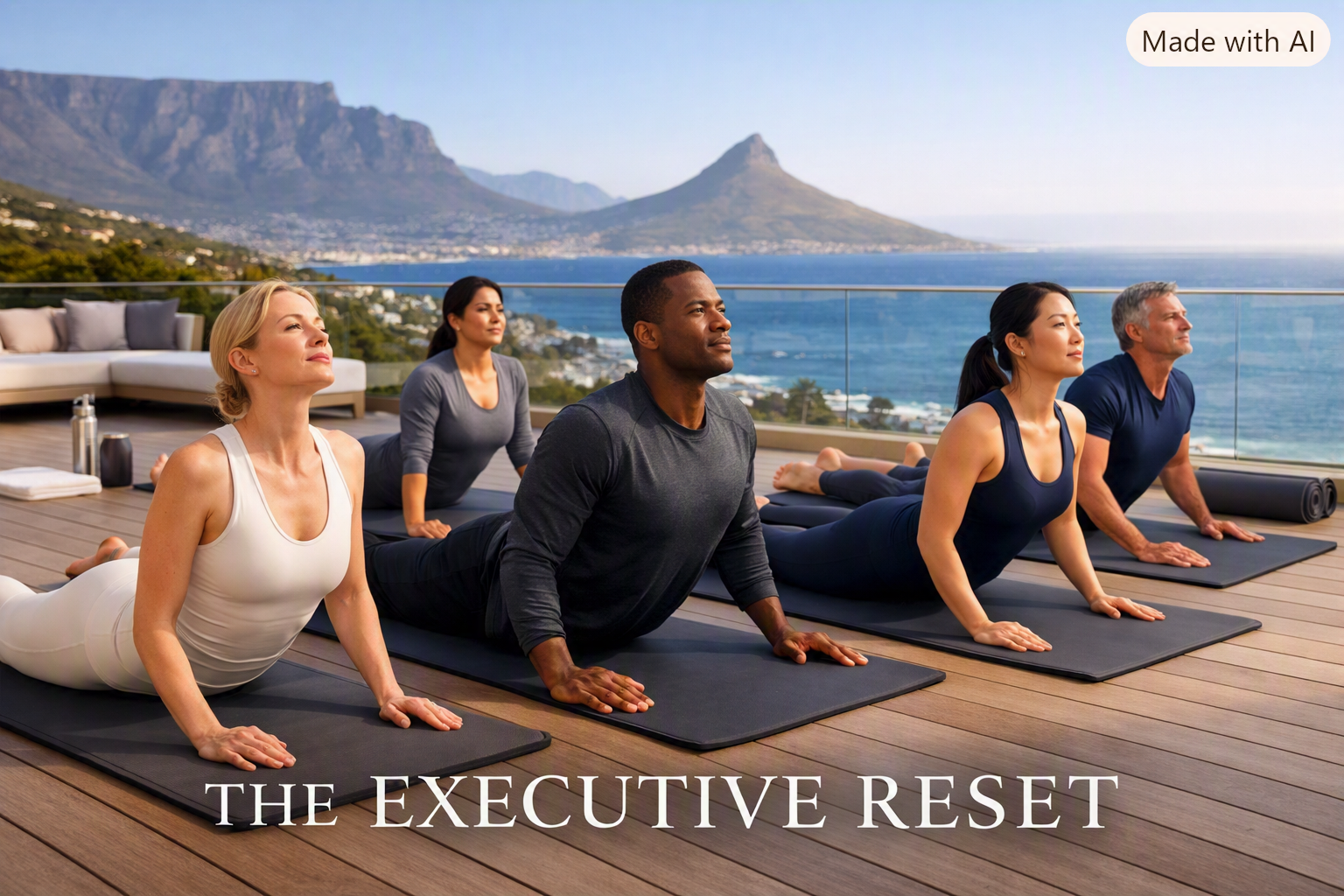 Corporate team engaging in a Pilates wellness session during an executive retreat with Studio 2 Pilates